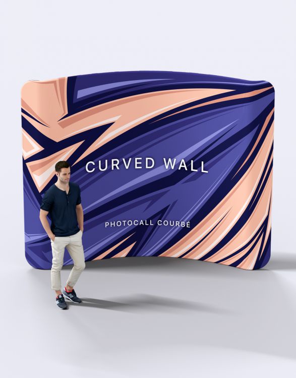 CURVED WALL  Stand courbé en aluminium 310 x 245 cm